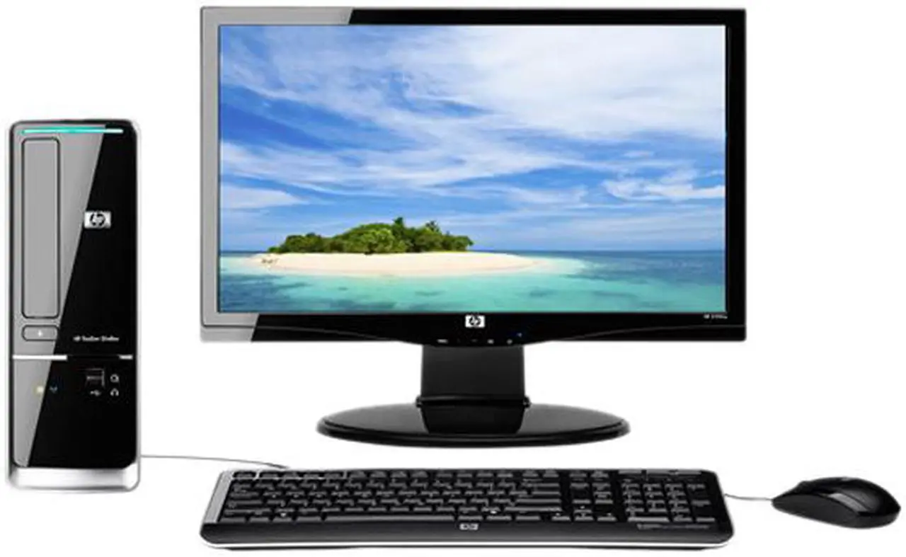 Main image of HP Desktop PC Bundle Pavilion Slimline s5713w-b (BV614AAR#ABA) AMD Athlon II X2 240 3GB DDR2 500GB HDD NVIDIA GeForce 6150 SE Windows 7 Home Premium 64-bit