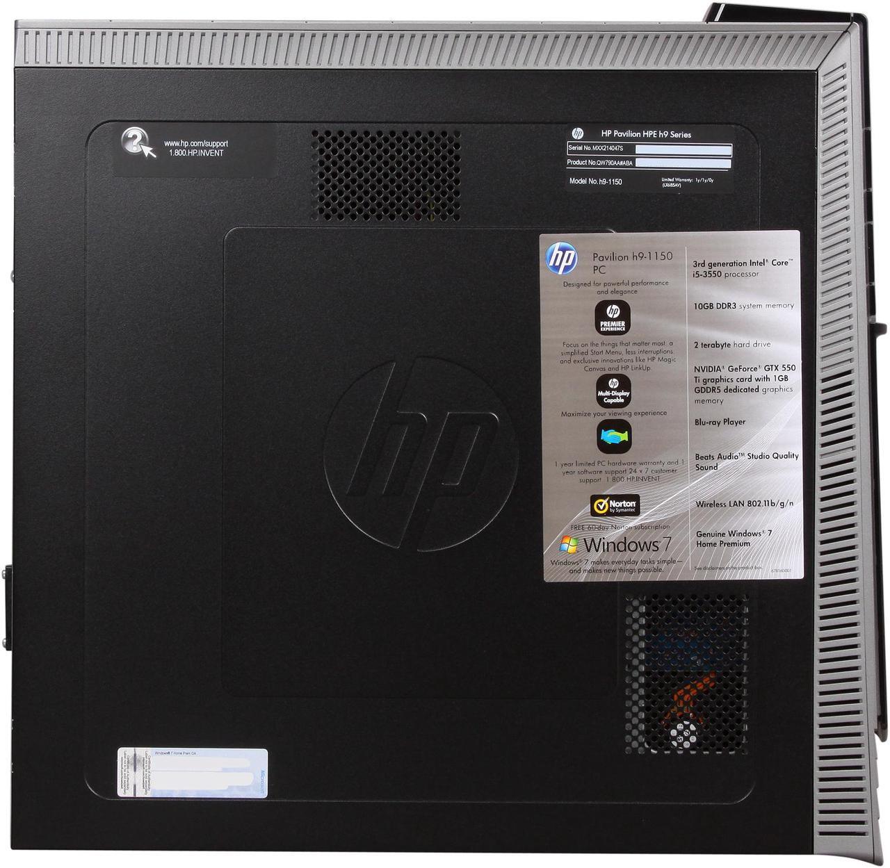 Alt view image 4 of 10 - HP Desktop PC Pavilion HPE Phoenix HPE h9-1150 (QW790AA#ABA) Intel Core i5-3550 10GB DDR3 2TB HDD NVIDIA GeForce GTX 550 Ti 1GB GDDR5 Windows 7 Home Premium 64-Bit