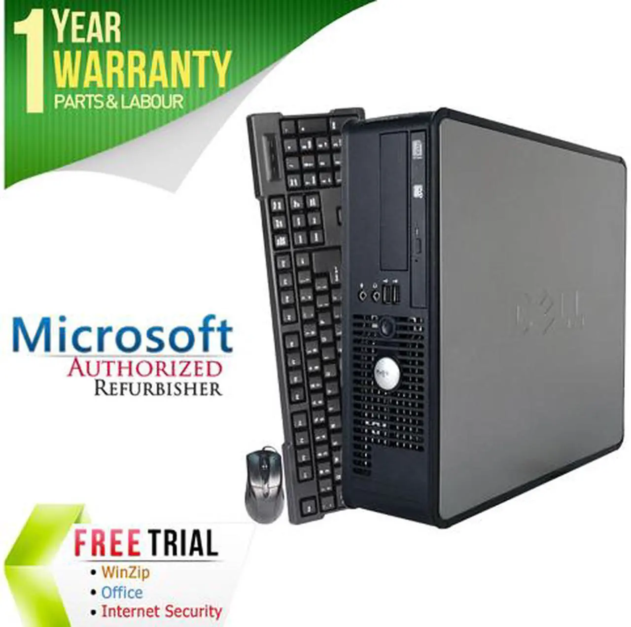Main image of DELL Desktop Computer OptiPlex GX760 Intel Core 2 Duo E8400 4GB DDR2 320GB HDD Intel HD Graphics Windows 10 Home Multi-Language, English / Spanish