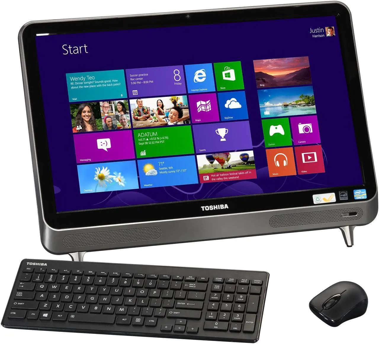 Main image of Toshiba All-in-One PC LX835-D3310 (PQQ18U-00N009) Intel Core i3-3110M 6GB DDR3 1TB HDD 23" Windows 8