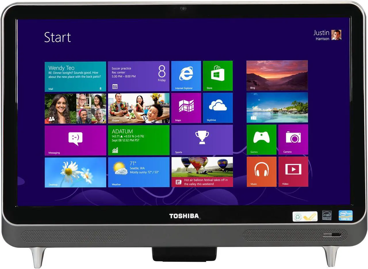 Alt view image 2 of 7 - Toshiba All-in-One PC LX835-D3310 (PQQ18U-00N009) Intel Core i3-3110M 6GB DDR3 1TB HDD 23" Windows 8