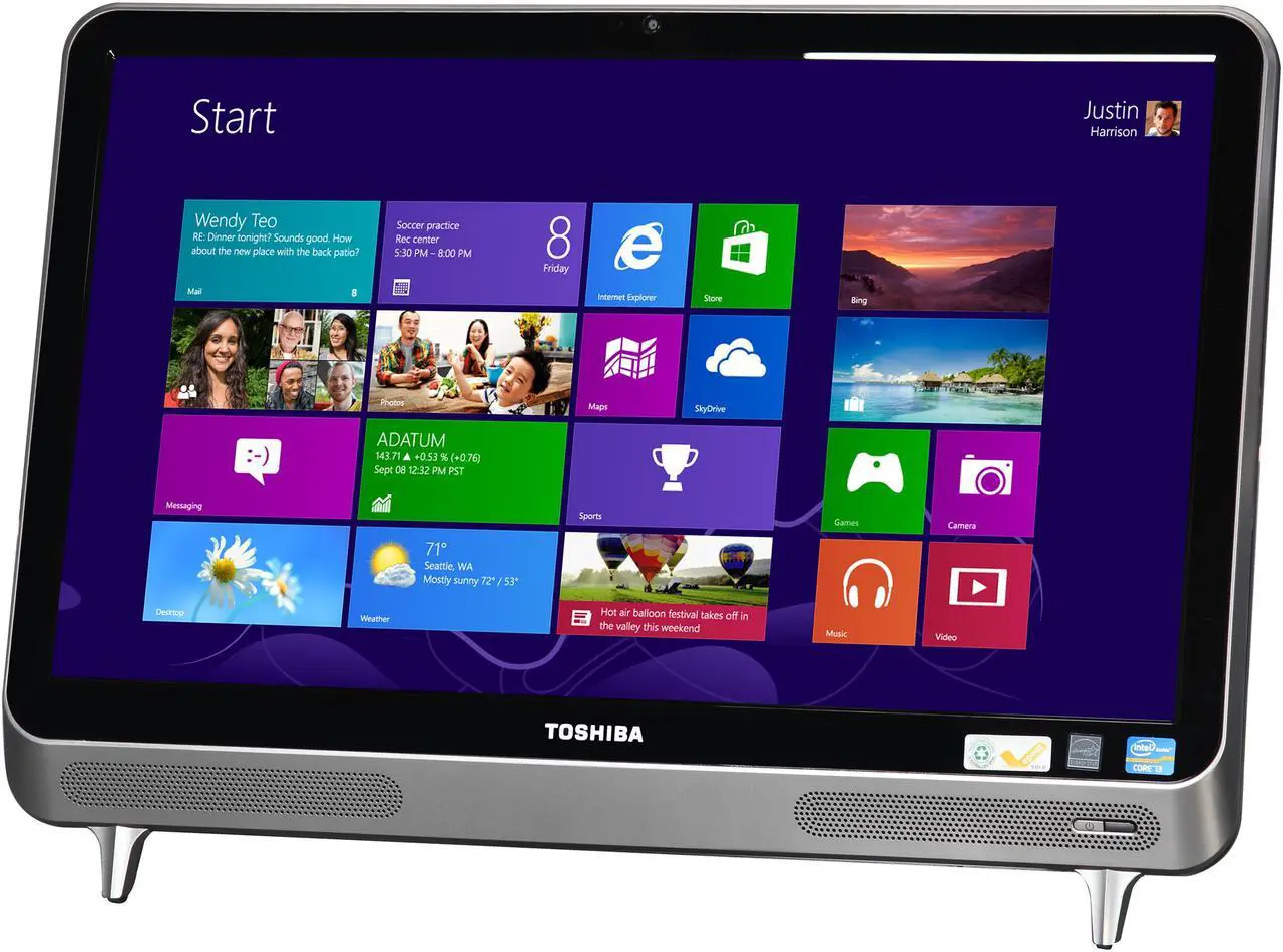 Alt view image 3 of 7 - Toshiba All-in-One PC LX835-D3310 (PQQ18U-00N009) Intel Core i3-3110M 6GB DDR3 1TB HDD 23" Windows 8