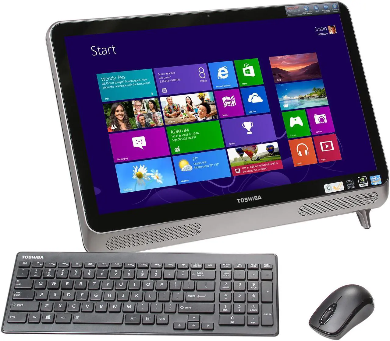 Main image of Toshiba All-in-One PC LX835-D3380 (PQQ19U-009004) Intel Core i7-3630QM 8GB DDR3 2TB HDD 23" Touchscreen Windows 8