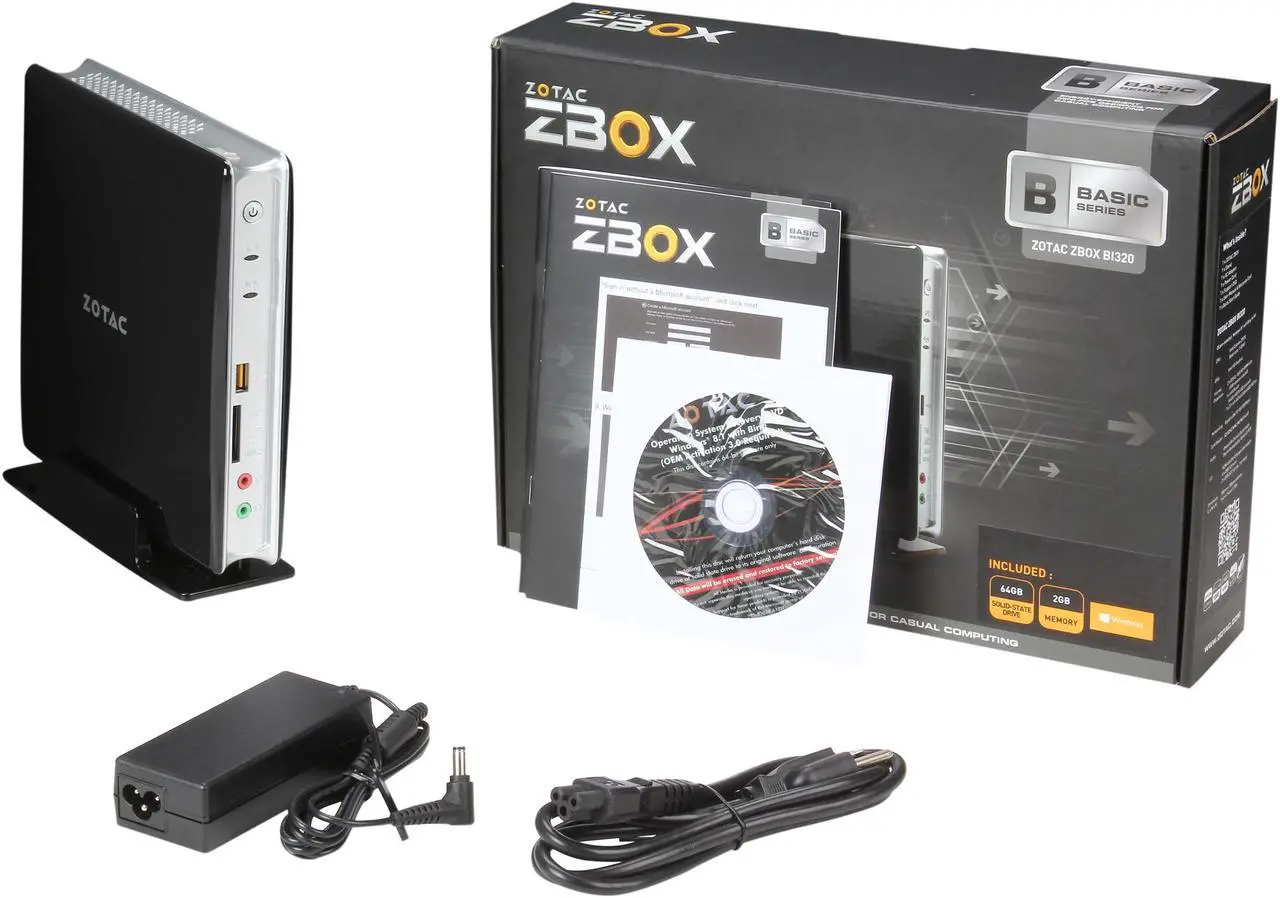 Alt view image 6 of 6 - Zotac ZBOX-BI320-U-W2 Desktop PC Celeron 2957U (1.40GHz) 2GB DDR3 64GB mSATA SSD Windows 8.1 with Bing, 64-bit