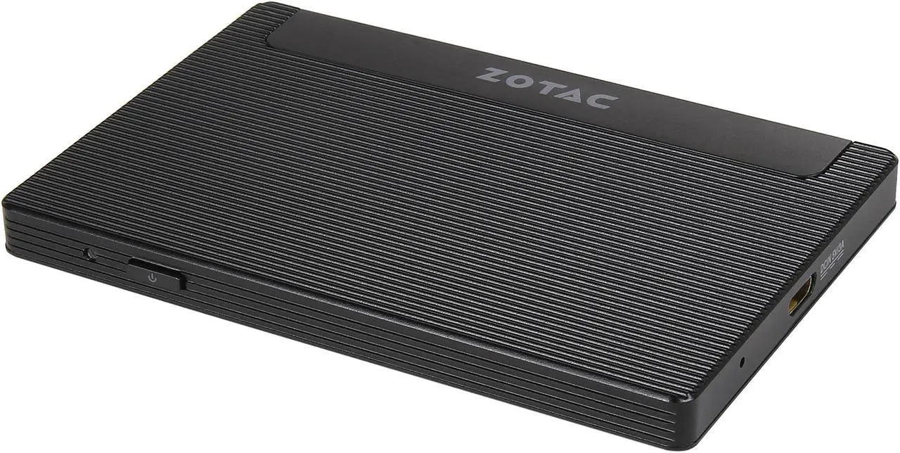 Main image of ZOTAC ZBOX Pico PI225 Ultra Slim Fan-less Mini PC Intel N3350 Dual-Core 1.10 GHz CPU Intel HD Graphics 500 4 GB LPDDR3 Memory 32 GB Storage Windows 10 Home 64-Bit Dual Display 4K Ready ZBOX-PI225-W2B