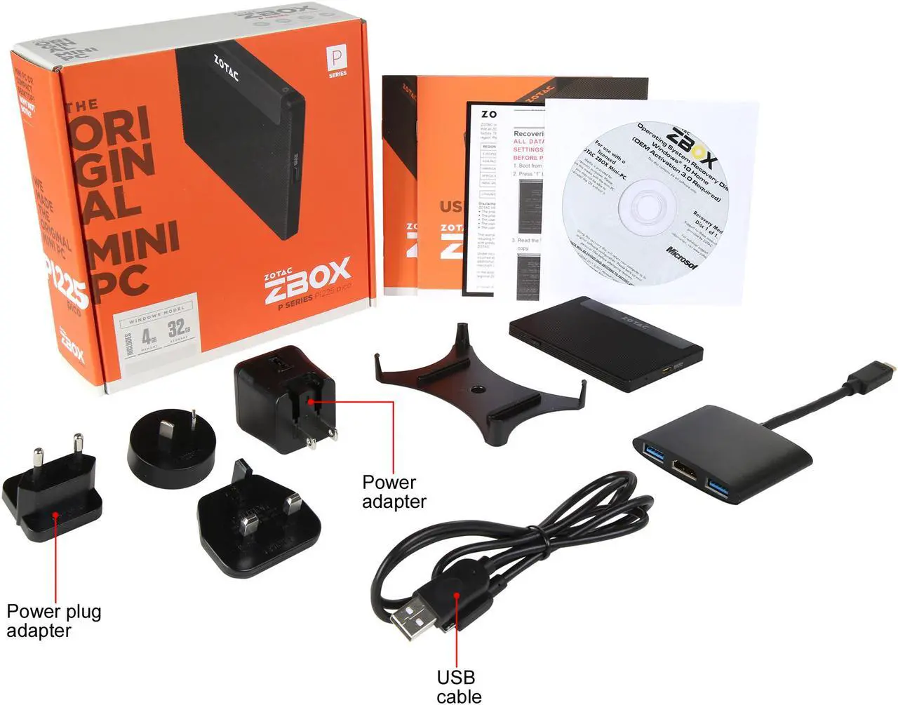 Alt view image 7 of 6 - ZOTAC ZBOX Pico PI225 Ultra Slim Fan-less Mini PC Intel N3350 Dual-Core 1.10 GHz CPU Intel HD Graphics 500 4 GB LPDDR3 Memory 32 GB Storage Windows 10 Home 64-Bit Dual Display 4K Ready ZBOX-PI225-W2B