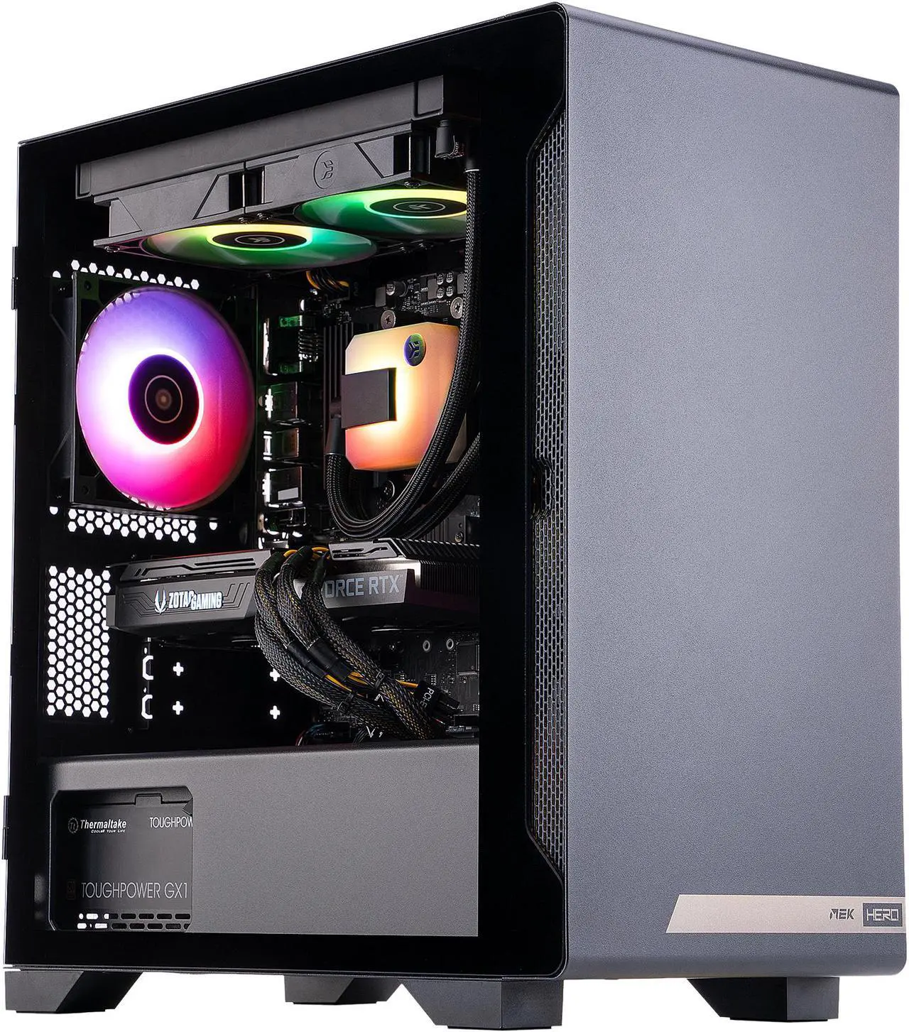 Alt view image 2 of 11 - ZOTAC Gaming MEK HERO G1 A5837 Gaming Desktop - Ryzen 7 5000 Series 5800X (3.80 GHz) NVIDIA GeForce RTX 3070 8 GB Dual-Channel 16 GB DDR4 1 TB HDD 1 TB PCIe NVMe SSD 240MM D-RGB Liquid Cooler Windows 10 Home 64-bit