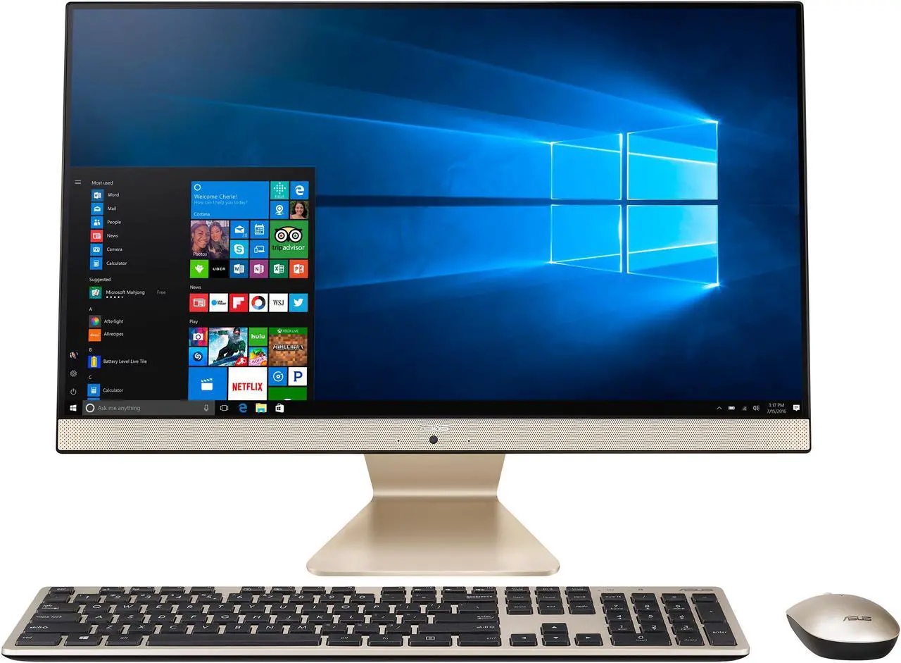 Main image of ASUS AiO All-in-One Desktop PC, 23.8" FHD Anti-glare Display, AMD Ryzen 5 3500U Processor, 8 GB DDR4 RAM, 512 GB PCIe SSD, Windows 10 Home, Kensington Lock, Touchscreen - V241DA-DB501T