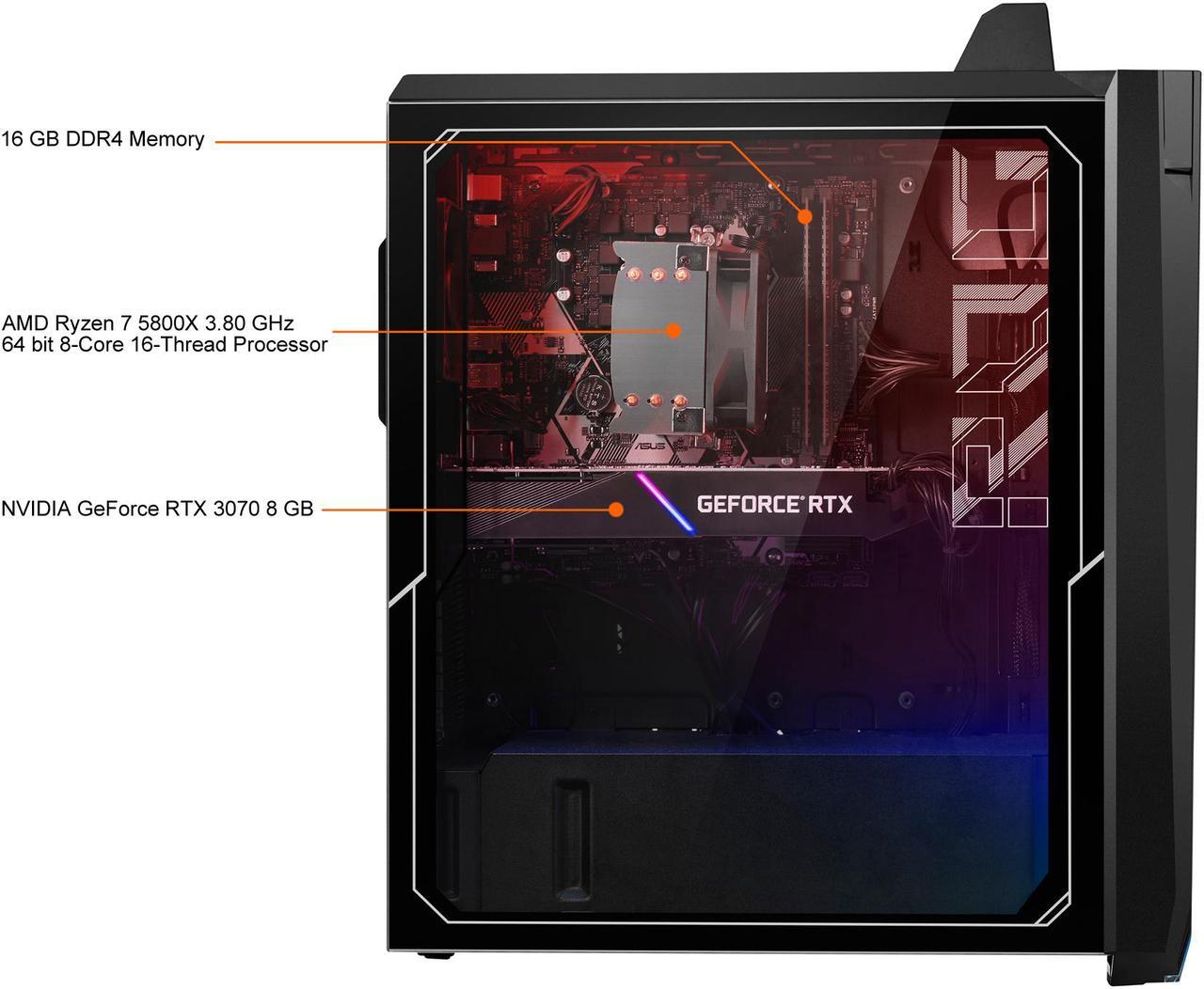 Alt view image 10 of 15 - ASUS ROG Strix GA15DK Gaming Desktop PC, AMD Ryzen 7 5800X, GeForce RTX 3070, 16GB DDR4 RAM, 1TB SSD, Wi-Fi 5, Windows 10 Home, GA15DK-DS776