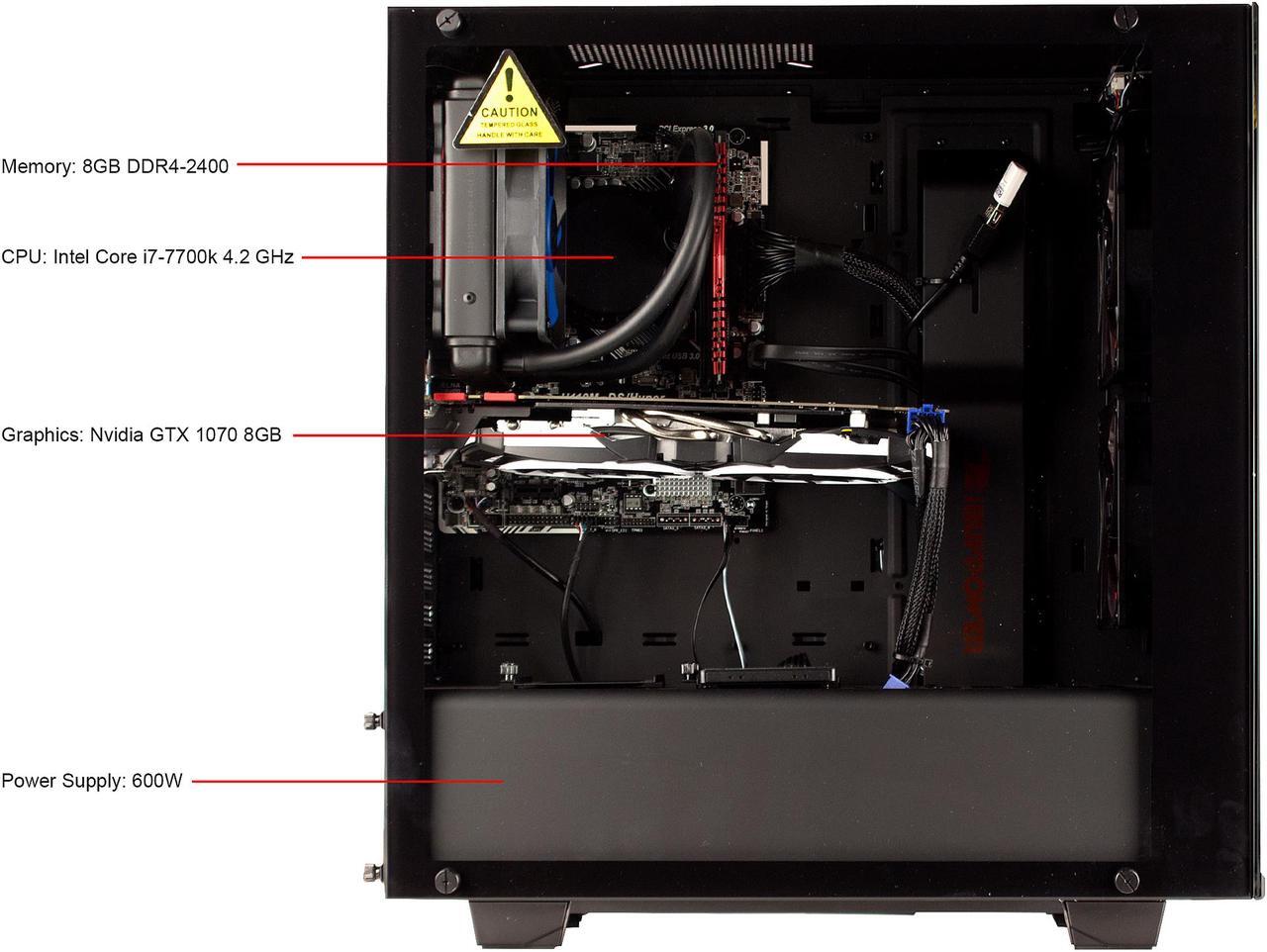 Alt view image 7 of 10 - iBUYPOWER Desktop PC NE4104Ei Intel Core i7-7700K 8GB DDR4 1TB HDD 120GB SSD GeForce GTX 1070 Windows 10 Home 64-Bit