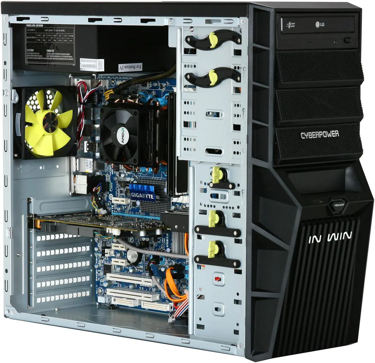 Alt view image 7 of 10 - CyberpowerPC Desktop PC Gamer Ultra 2044 AMD Phenom II X4 955 4GB DDR3 500GB HDD NVIDIA GeForce 9800 GT Windows 7 Home Premium 64-Bit
