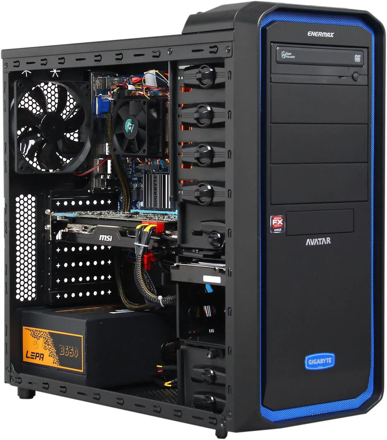 Alt view image 8 of 10 - Avatar Desktop PC Gaming FX8366 AMD FX-Series FX-8350 16GB DDR3 2TB HDD NVIDIA GeForce GTX 660 Ti 2GB Windows 8 64-Bit