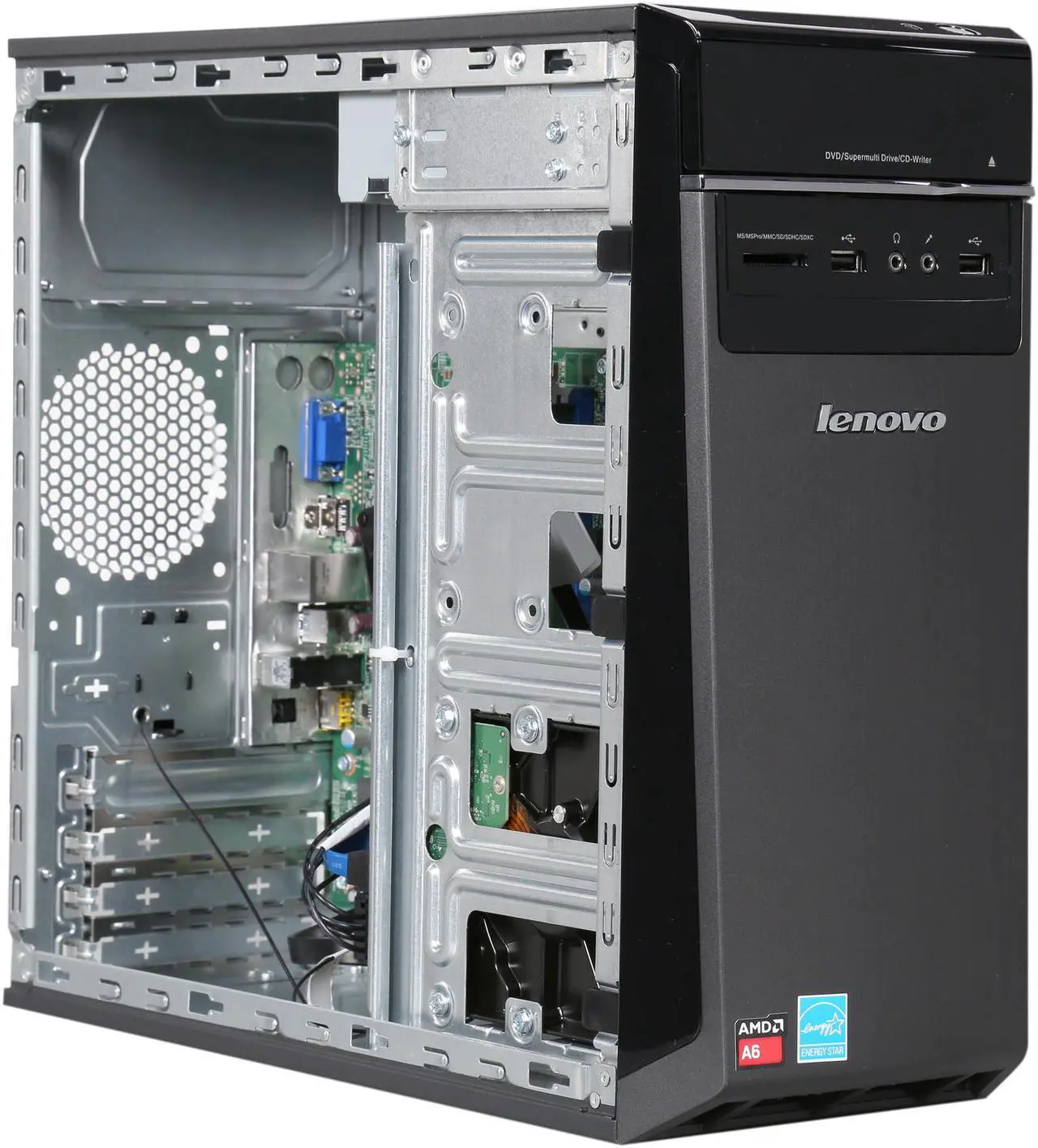 Alt view image 7 of 9 - Lenovo Desktop PC H50-05 (90BH000PUS) A6-Series APU A6-6310 (1.80 GHz) 6 GB DDR3 1 TB HDD AMD Radeon R4 Windows 8.1 64-Bit