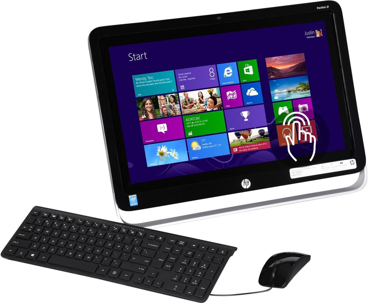 Main image of HP All-in-One Computer Pavilion 21-H116 Intel Pentium G3220T 4GB 500GB HDD 21.5" Touchscreen Windows 8.1 64-Bit