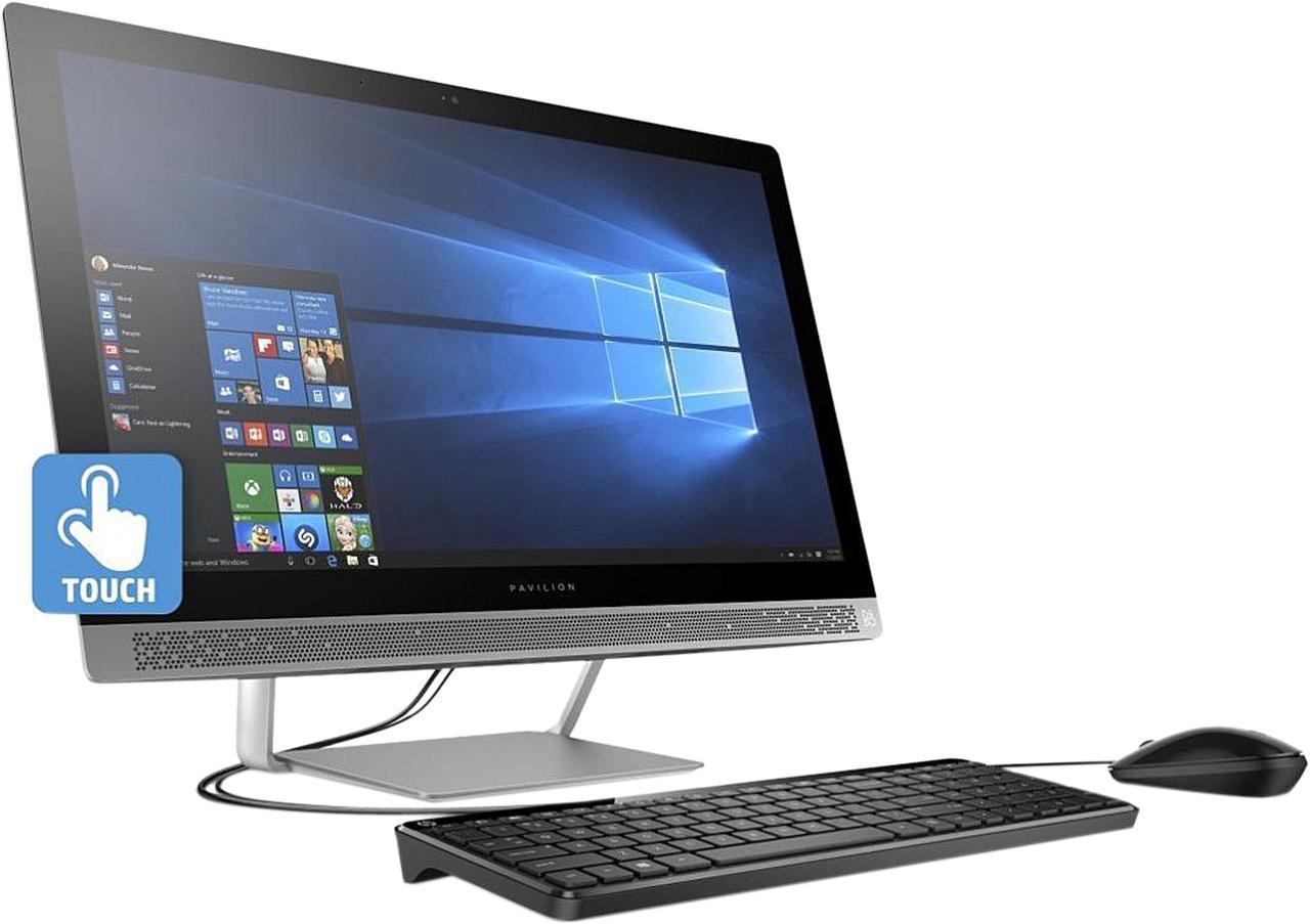 HP All-in-One Computer Pavilion 24-b259 Intel Core i7-7700T 12GB DDR4 1TB HDD 128 GB SSD 23.8" Touchscreen Windows 10 Home