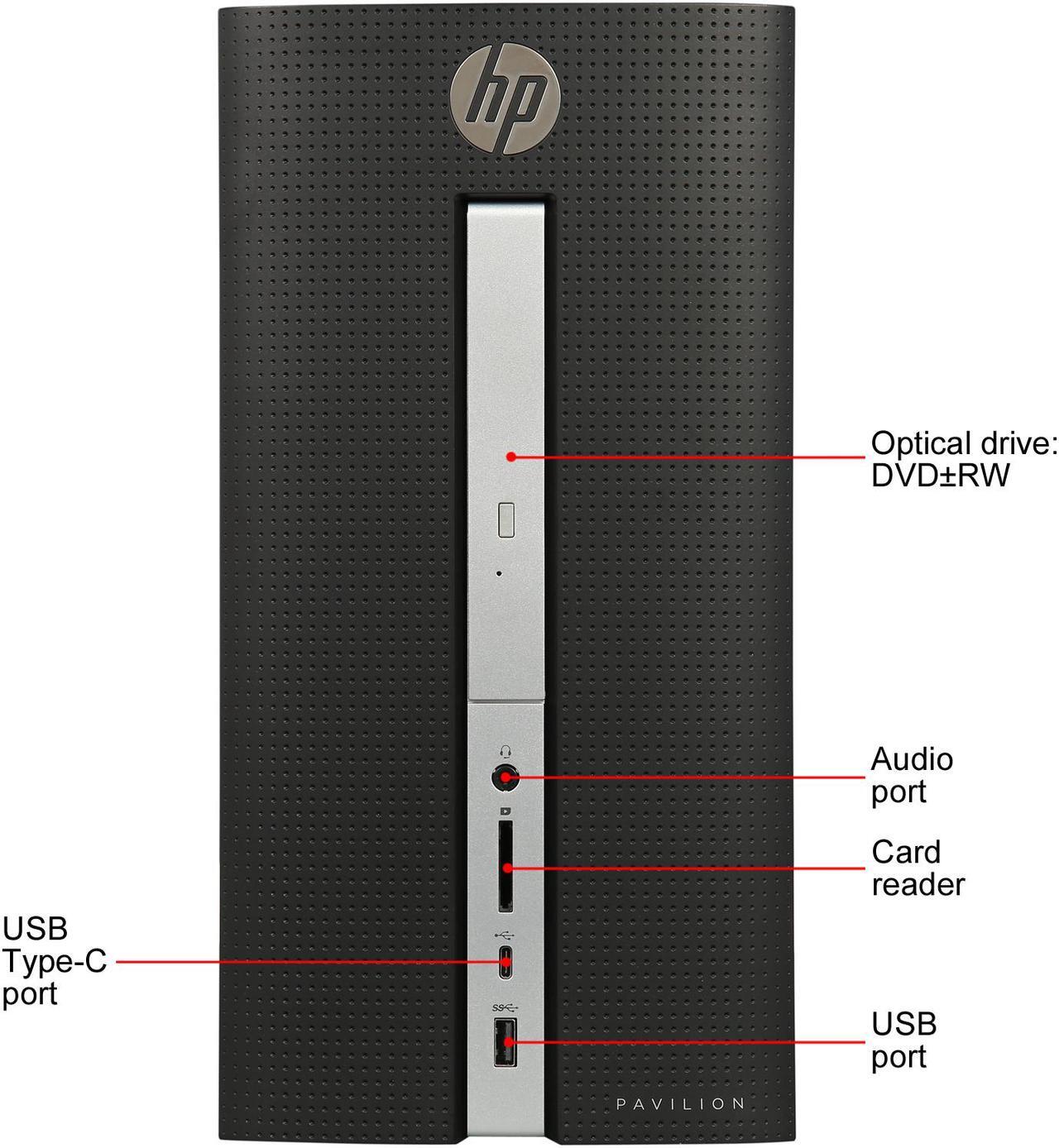 Alt view image 3 of 9 - HP Desktop Computer Pavilion 570-p014 A10-Series APU A10-9700 (3.50 GHz) 8 GB 1 TB HDD AMD Radeon R7 Windows 10 Home 64-Bit (Certified Refurbished, Grade A)