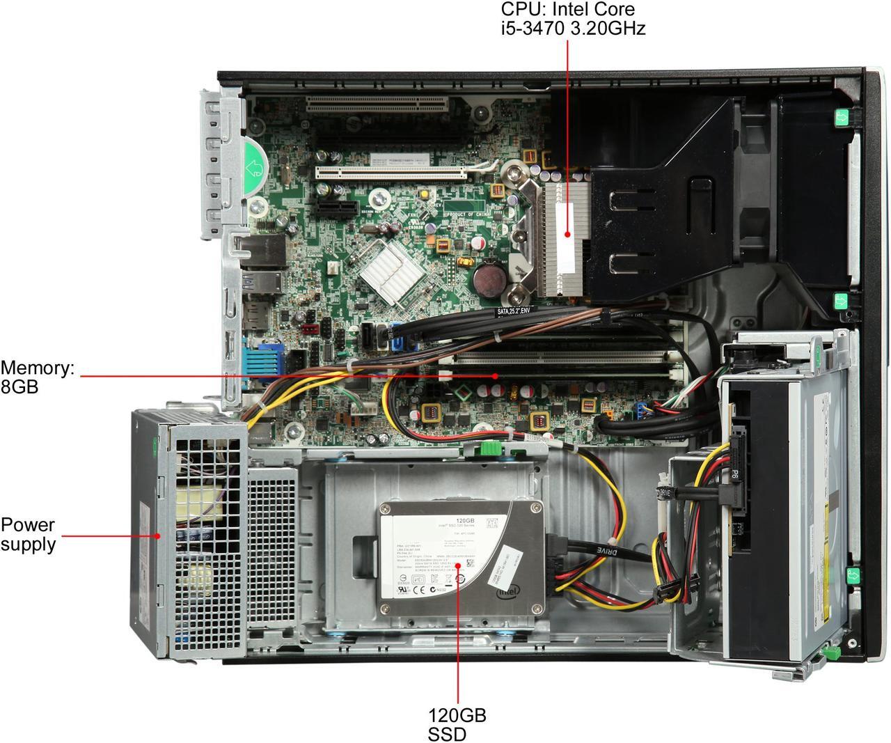 Alt view image 7 of 8 - HP Compaq Grade A Desktop Computer Elite 8300 Intel Core i5-3470 8GB DDR3 120GB SSD Intel HD Graphics 2500 Windows 7 Professional 64-Bit