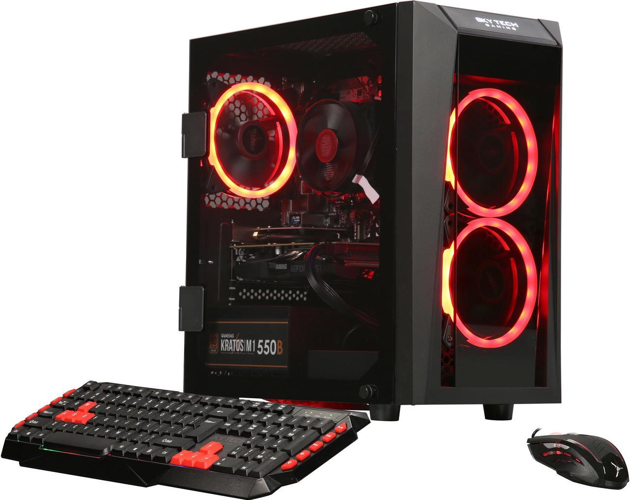 SkyTech - Gaming Desktop PC - Ryzen 5 2600 (3.40 GHz), NVIDIA GeForce GTX 1660 6 GB, 500 GB SSD, 8 GB DDR4, RGB, AC WiFi, Windows 10 Home 64-bit, Blaze II