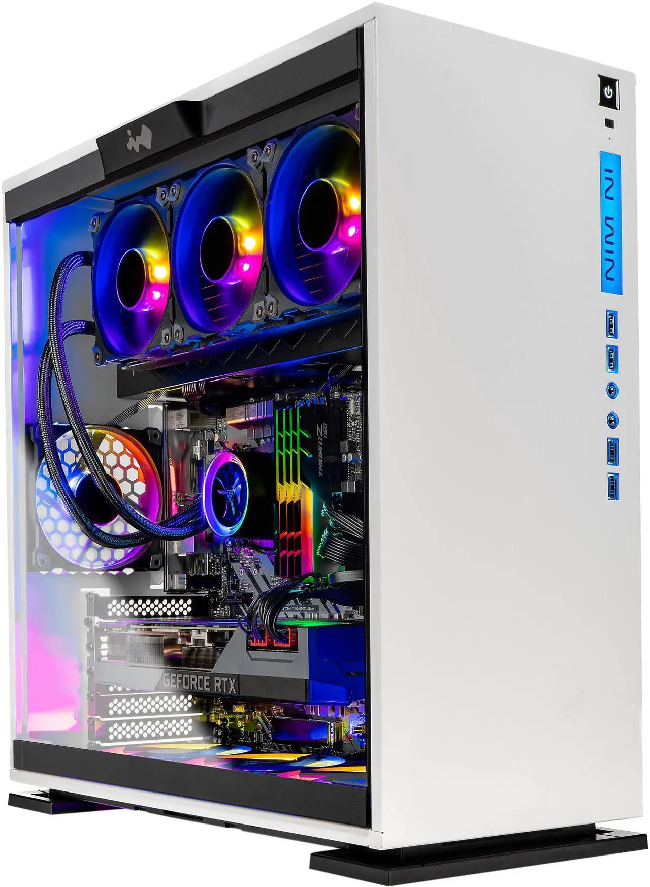 Main image of Skytech OMEGA Gaming PC Desktop - Intel Core i9 10900K 3.70 GHz, RTX 3090 24 GB, 32 GB 3600 RGB MEM, 1 TB NVMe, Z490 Motherboard, White