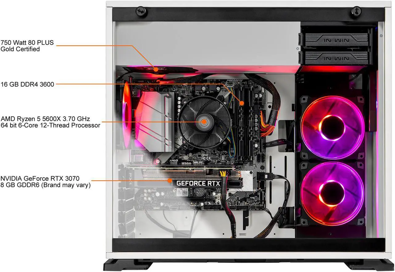 Alt view image 6 of 8 - Skytech Shiva - AMD Ryzen 5 5600X - GeForce RTX 3070 - 16 GB DDR4 - 1 TB NVMe SSD - Windows 10 Home - Gaming Desktop