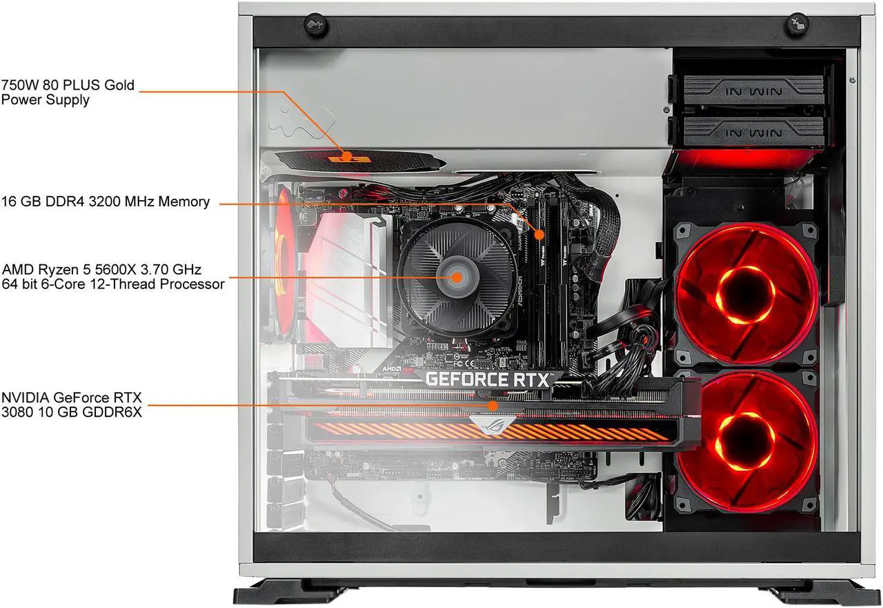 Alt view image 6 of 7 - Skytech Shiva - AMD Ryzen 5 5600X - RTX 3080 - 16 GB DDR4 3200 - 1 TB SSD - B550M - 750W Gold PSU - AC WiFi - Windows 10 Home - Gaming Desktop