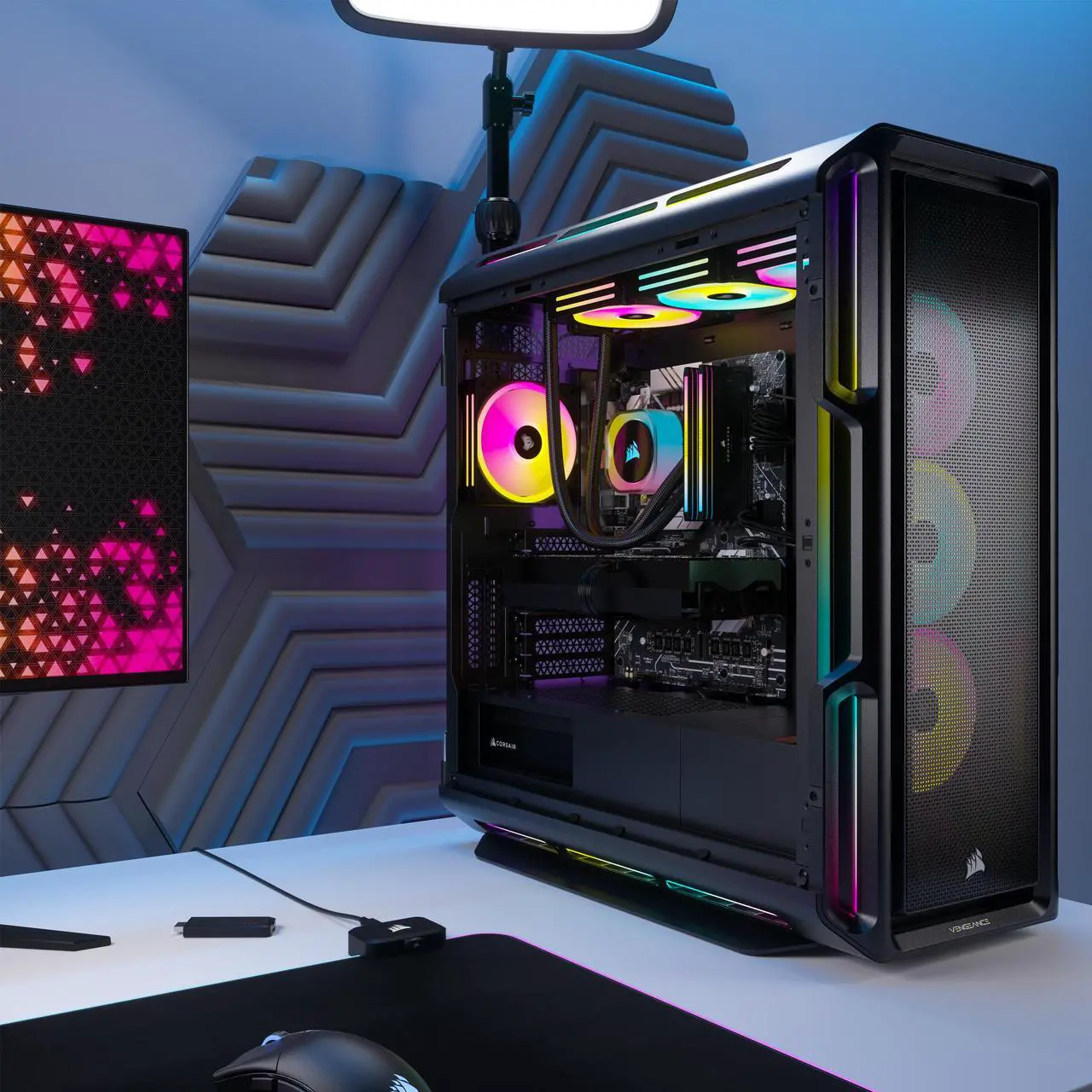 Alt view image 5 of 8 - CORSAIR VENGEANCE i8200 Series Gaming PC - Liquid Cooled Intel Core i9 14900KF CPU - NVIDIA GeForce RTX 5080 Graphics - 64GB CORSAIR DOMINATOR TITANIUM RGB DDR5 Memory
