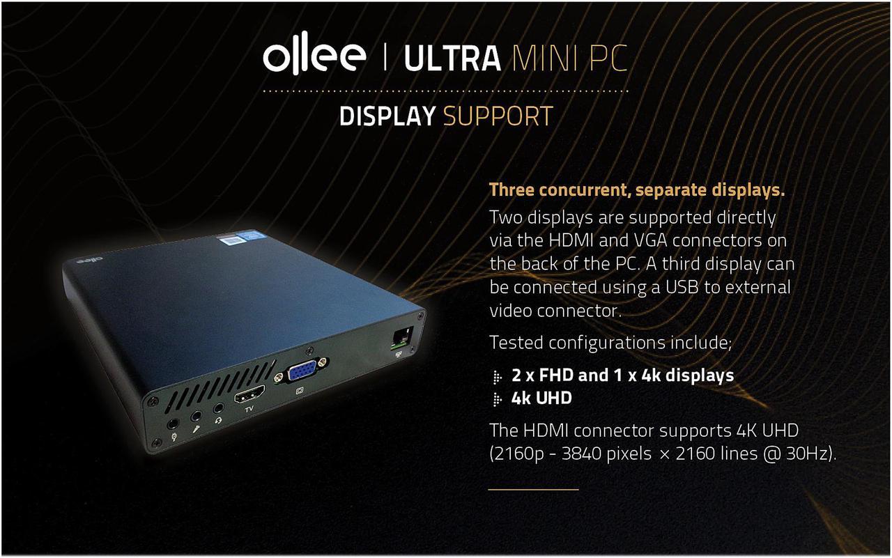 Alt view image 7 of 13 - Ollee Ultra Mini Smart Cloud PC MAPMG128 Celeron N3350 (up to 2.4 GHz) 4 GB DDR3L 32 GB eMMC 128 GB SSD Intel HD Graphics 500 Windows 10 Pro