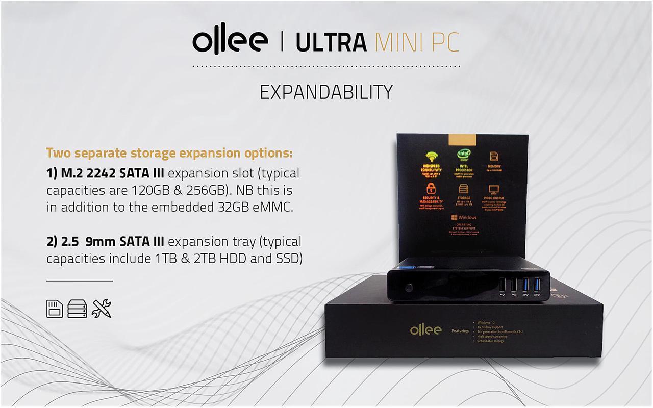 Alt view image 8 of 13 - Ollee Ultra Mini Smart Cloud PC MAPMG128 Celeron N3350 (up to 2.4 GHz) 4 GB DDR3L 32 GB eMMC 128 GB SSD Intel HD Graphics 500 Windows 10 Pro