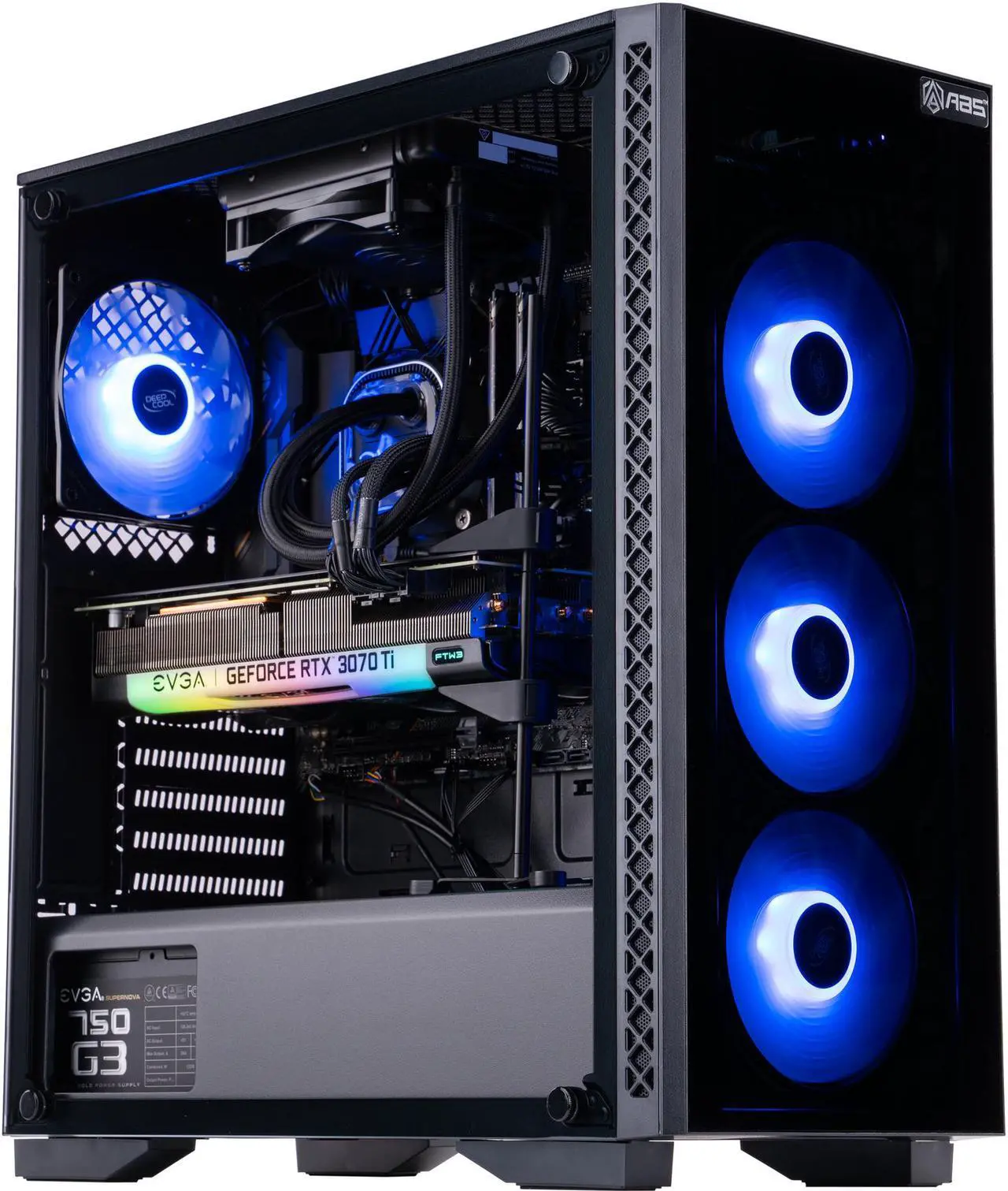 Main image of ABS Gladiator Gaming PC - Intel i7 10700F - EVGA GeForce RTX 3070 Ti FTW3 Ultra Gaming - 16GB DDR4 3000MHz - 1TB Intel 670P M.2 NVMe SSD - EVGA CLC 120MM AIO