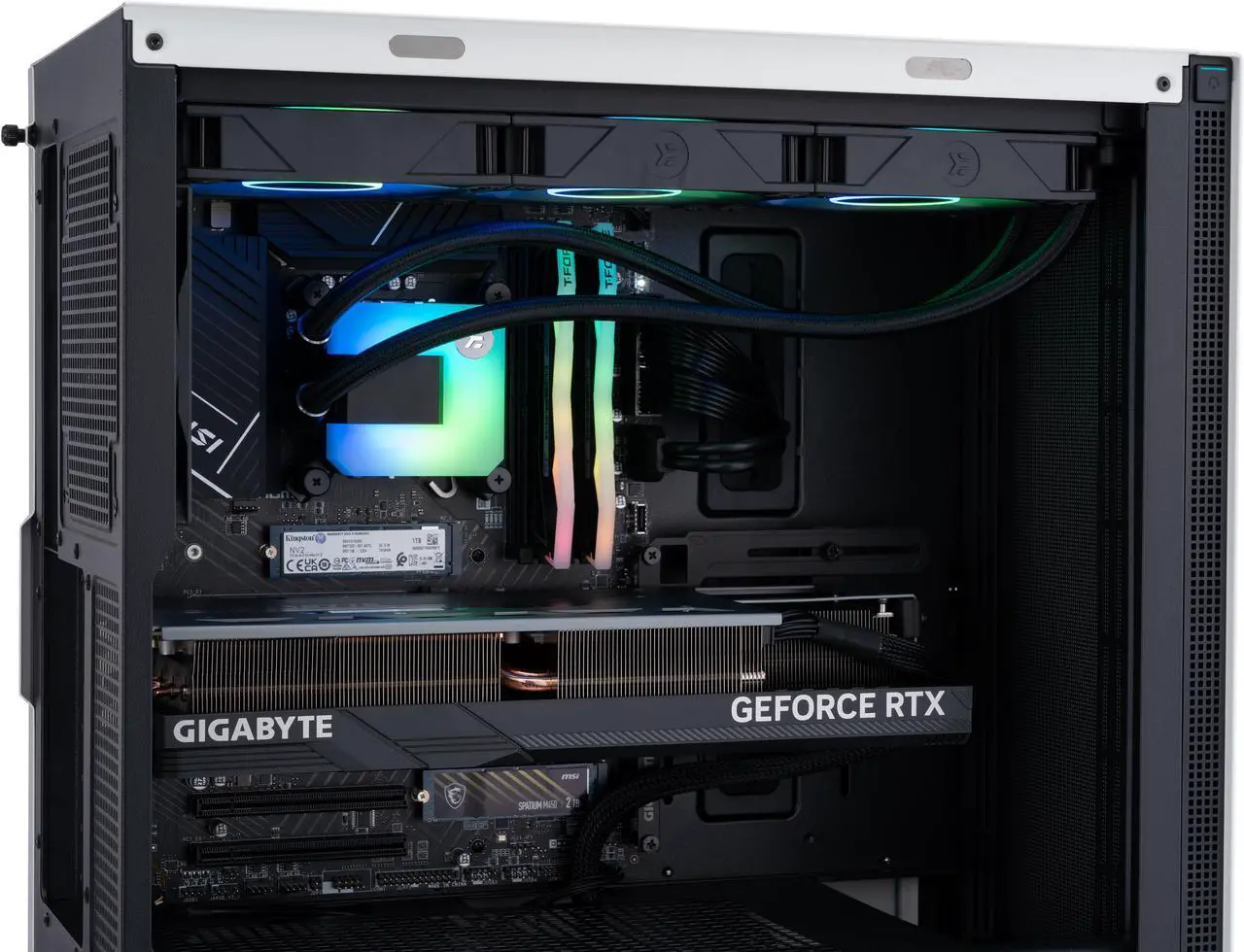 Alt view image 7 of 8 - ABS Vortex Aqua Expert AI PC - Windows 11 Pro - Intel i7 14700F - GeForce RTX 4080 Super - DLSS 3.5 - AI-Powered Performance - 64GB DDR5 6000MHz - 1TB M.2 NVMe SSD + 2TB M.2 NVMe SSD -ABSAI14700F4080S