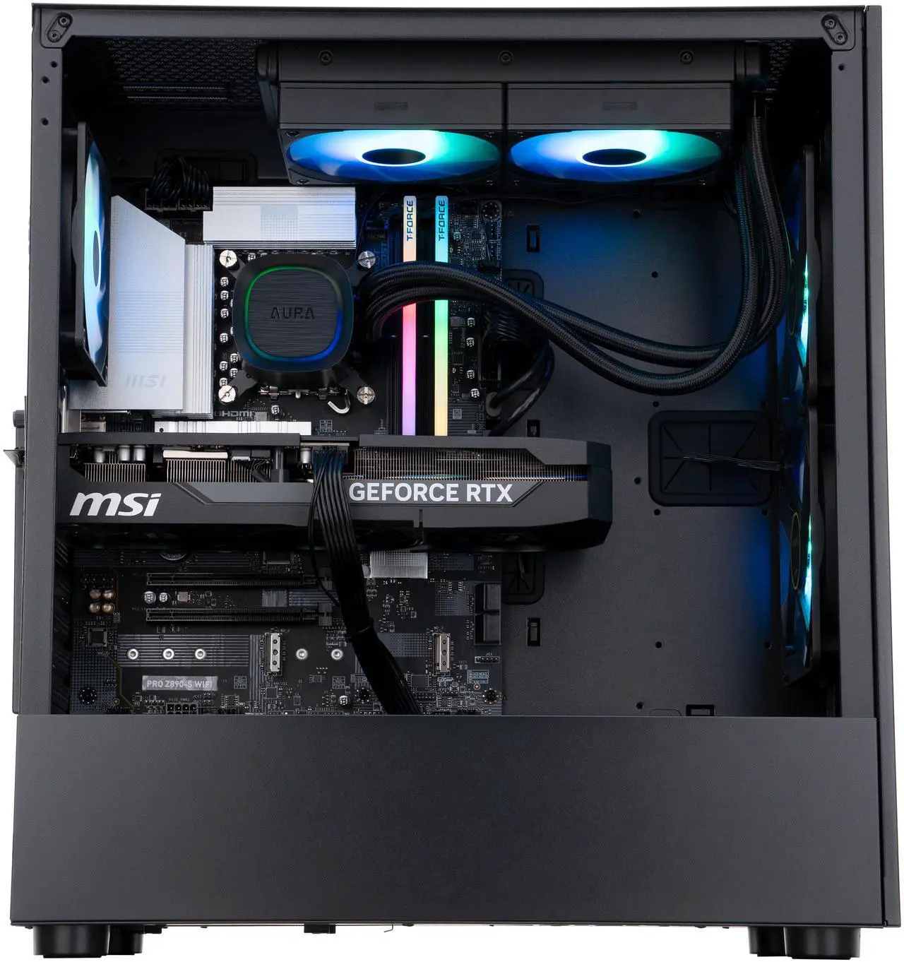 Alt view image 4 of 8 - ABS Aeolian Aqua Gaming PC - Windows 11 - Intel Core Ultra 7 265KF - GeForce RTX 5070 Ti - DLSS 4 - AI-Powered Performance - 32GB DDR5 6000 - 2TB M.2 NVMe SSD - AA265KF5070TI