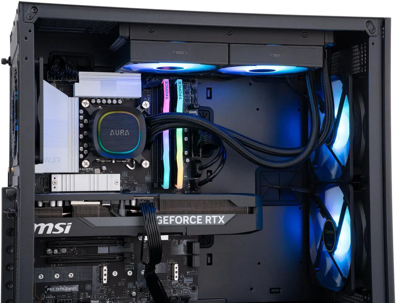 Alt view image 7 of 8 - ABS Aeolian Aqua Gaming PC - Windows 11 - Intel Core Ultra 7 265KF - GeForce RTX 5070 Ti - DLSS 4 - AI-Powered Performance - 32GB DDR5 6000 - 2TB M.2 NVMe SSD - AA265KF5070TI