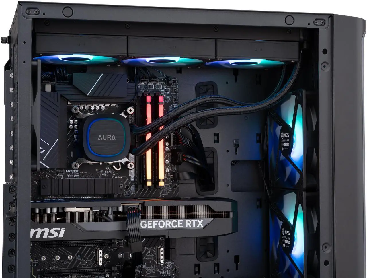 Alt view image 7 of 9 - ABS Kaze II Aqua Gaming PC - Windows 11 - Intel Core i9-14900KF - RTX 5070 Ti 16GB - DLSS 4 - AI-Powered Performance - 32GB DDR5 6400 - 2TB M.2 SSD