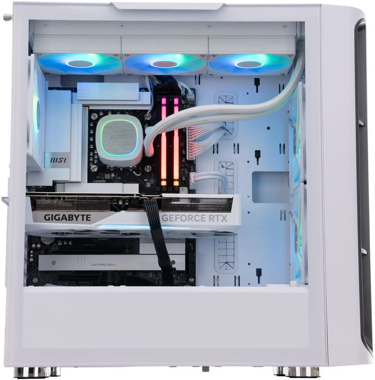 Alt view image 4 of 9 - ABS Kaze II Aqua Gaming PC - Windows 11 - Intel Core Ultra 7 265KF - GeForce RTX 5070 Ti 16GB - DLSS 4 - AI-Powered Performance - 32GB DDR5 6400 - 2TB M.2 SSD