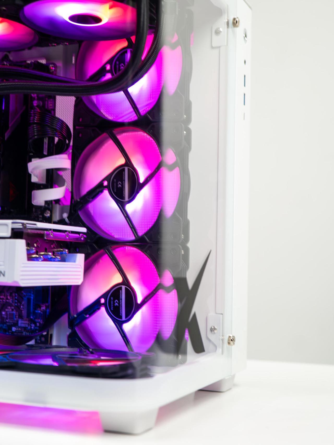Alt view image 3 of 6 - Xidax X-6 Series Intel Core i9 14900KF (up to 6.0GHz), AMD Radeon RX 9070XT 16GB, 2TB NVMe M.2 SSD, 32GB (2x16GB) RAM, Liquid cooling, Genuine Window 11 Home Onami White Gaming Desktop - Assembled & Serviced in Utah