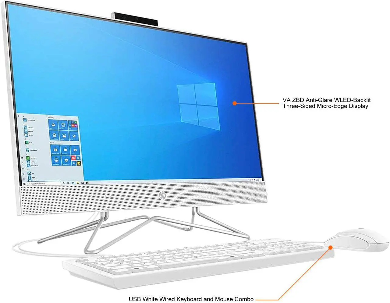 Alt view image 3 of 3 - HP All-in-One Computer (Factory Recertified) 24-dd0017c AMD Ryzen 3 3250U 8GB DDR4 1TB HDD 23.8" Windows 10 Home 64-bit