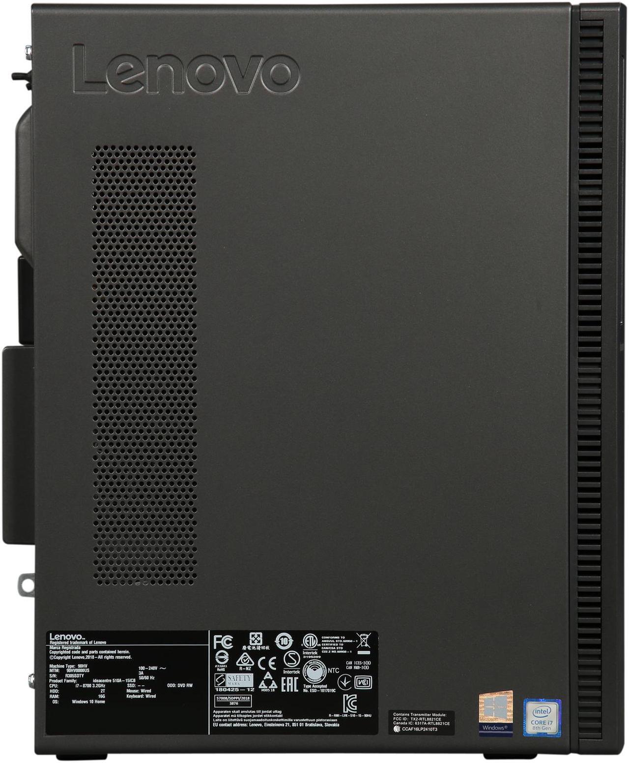 Alt view image 5 of 9 - Lenovo Desktop Computer IdeaCentre 510A-15ICB (90HV0000US) Intel Core i7-8700 16GB DDR4 2TB HDD Intel UHD Graphics 630 Windows 10 Home 64-bit