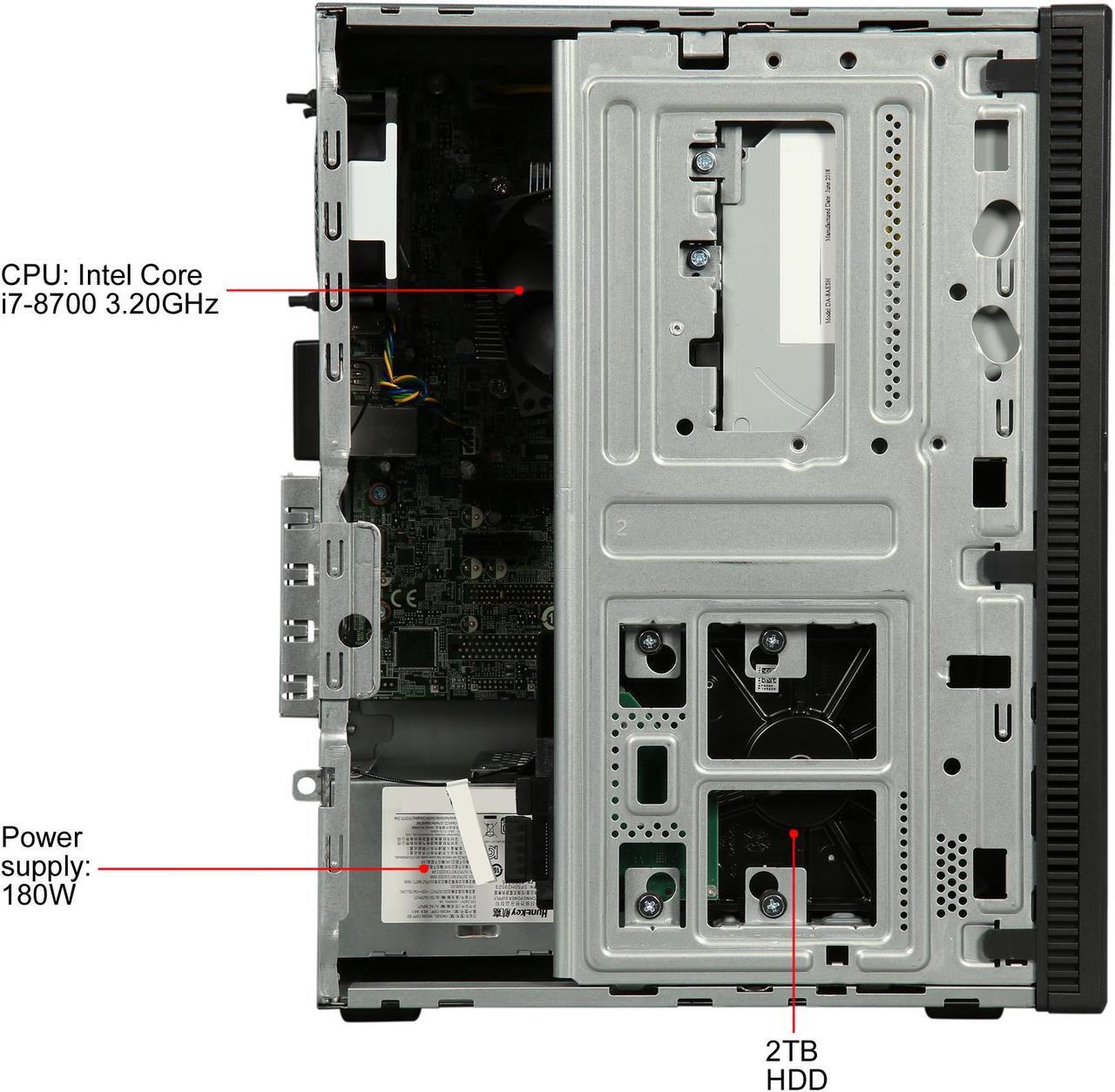 Alt view image 7 of 9 - Lenovo Desktop Computer IdeaCentre 510A-15ICB (90HV0000US) Intel Core i7-8700 16GB DDR4 2TB HDD Intel UHD Graphics 630 Windows 10 Home 64-bit