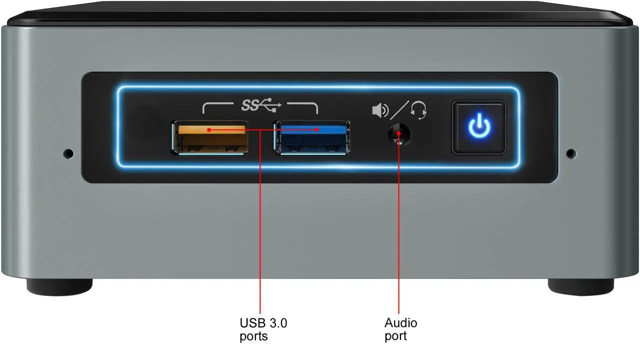 Alt view image 4 of 10 - Intel Desktop Computer NUC Kit BOXNUC6CAYSAJ Celeron J3455 (1.50 GHz) 2 GB DDR3L 32 GB eMMC Intel HD Graphics 500 Windows 10 Home 64-bit