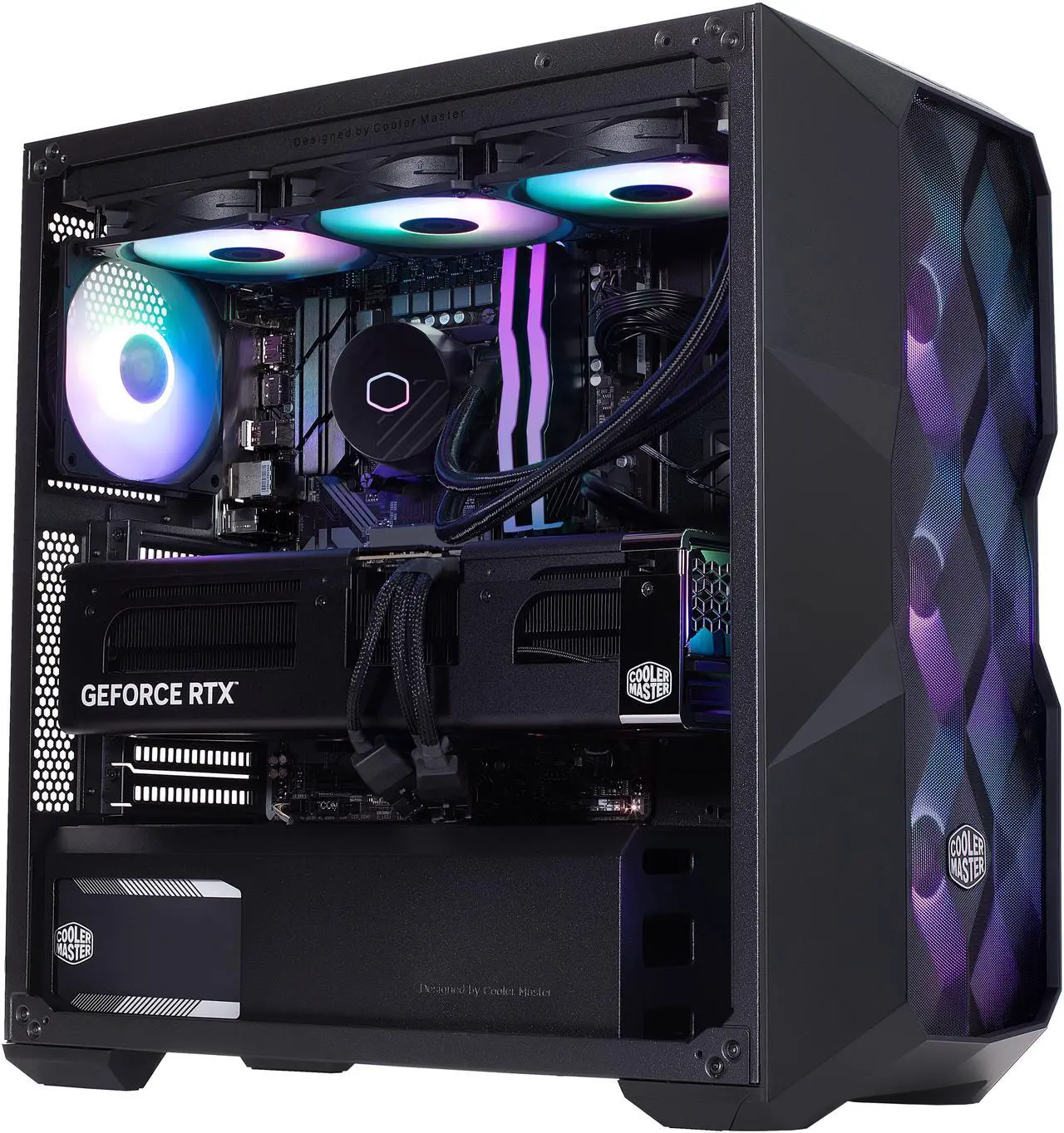 Main image of Cooler Master TD5 Pro Gaming PC Desktop, Intel Core Ultra 7-265KF 3.9GHZ (5.4GHz Boost), CM RTX 5080, Z890 Wi-Fi, 16GB GDDR7, 32GB DDR5 6000MHz RGB, 2TB M.2 Gen4 NVMe SSD, 850W Gold, 360mm AIO, Win 11