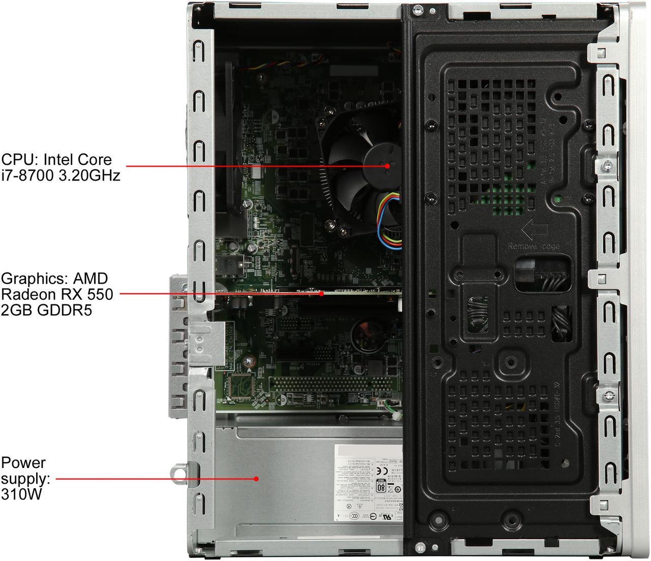 Alt view image 7 of 9 - HP Gaming Desktop Pavilion 590-p0007c Intel Core i7-8700 12GB DDR4 1TB HDD 16 GB Optane Memory AMD Radeon RX 550 Windows 10 Home 64-bit