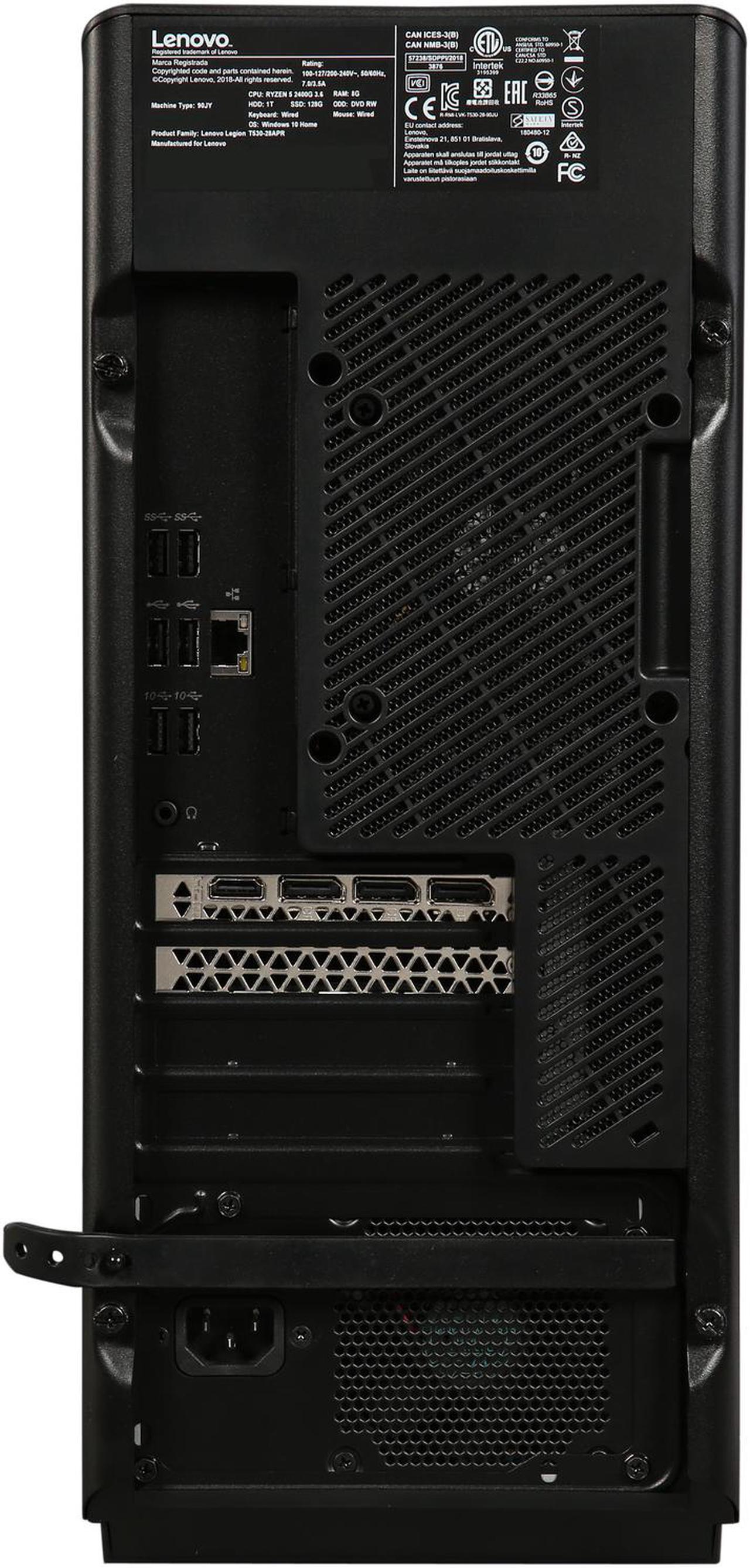 Alt view image 10 of 10 - Lenovo Gaming Desktop Legion T530-28APR 90JY0016US AMD Ryzen 5 2400G 8GB DDR4 1TB HDD AMD Radeon RX 570 Windows 10 Home 64-Bit