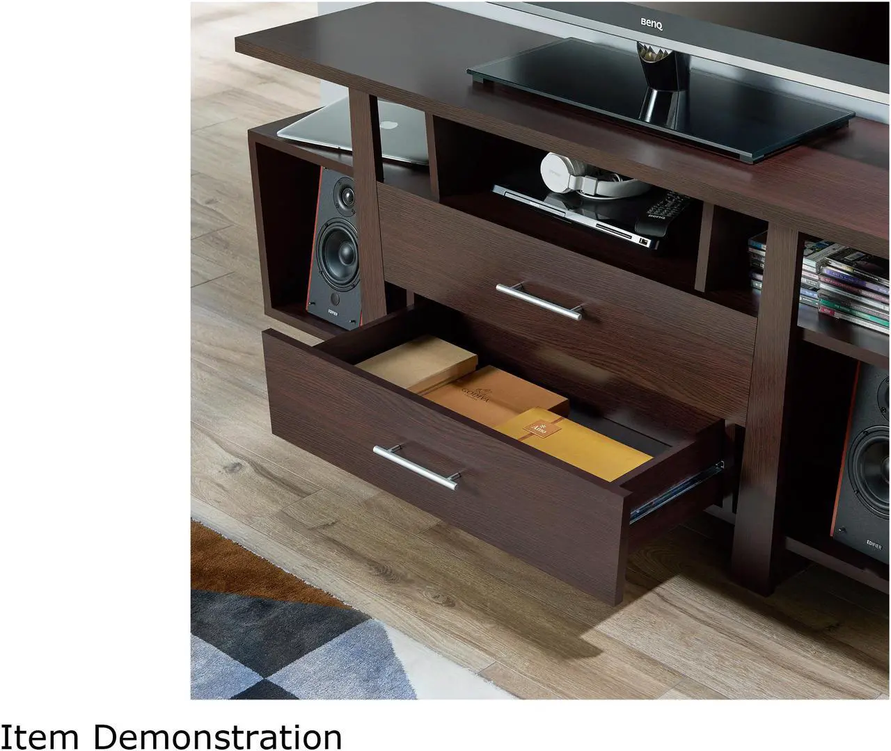 Alt view image 6 of 6 - Furniture of America Lolo Modern Wood 59-Inch TV Stand in Espresso