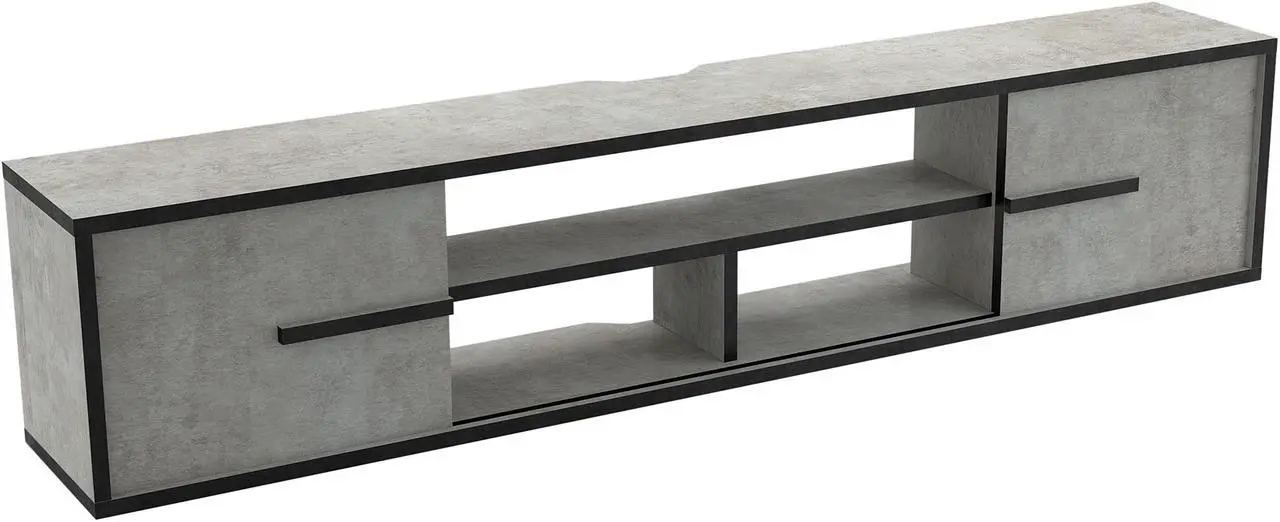 Alt view image 3 of 6 - Furniture of America Evermore Modern Wood Floating 60" TV Stand in Cement