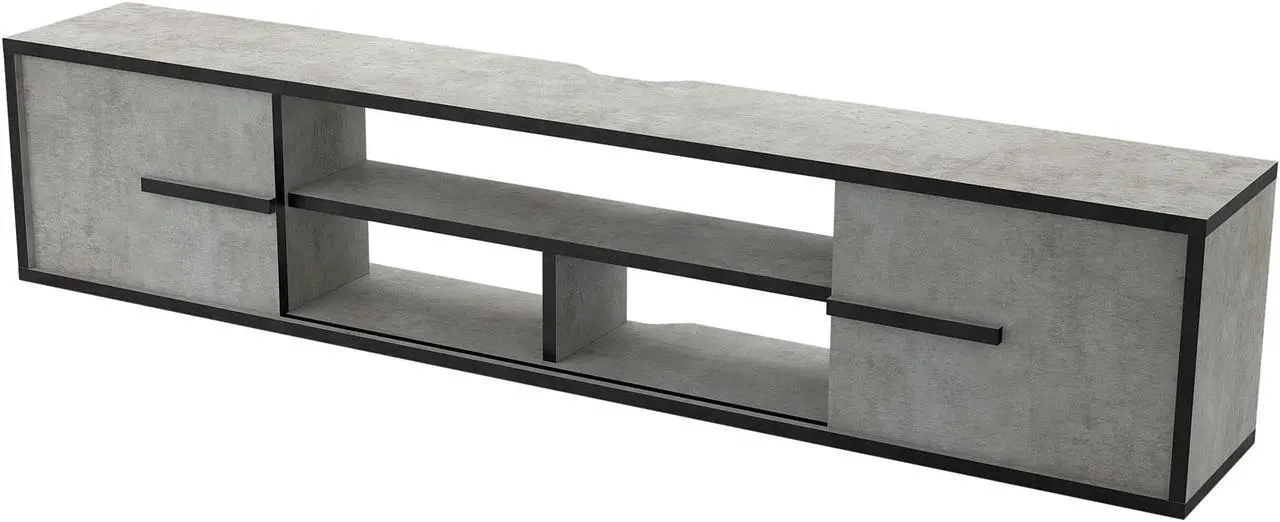 Alt view image 4 of 6 - Furniture of America Evermore Modern Wood Floating 60" TV Stand in Cement
