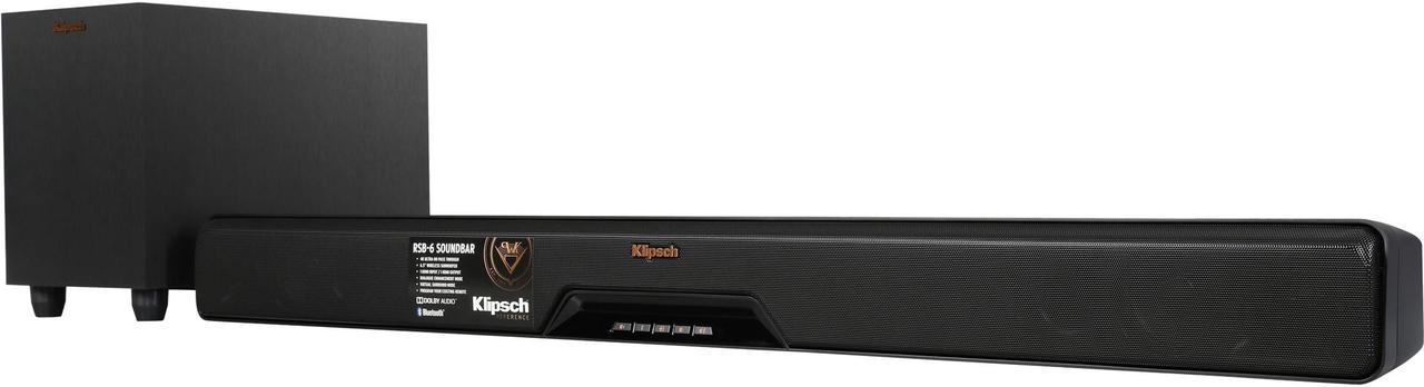 Klipsch RSB-6  2.1 Channel 2-way channel sound bar with 6.5” subwoofer, Black