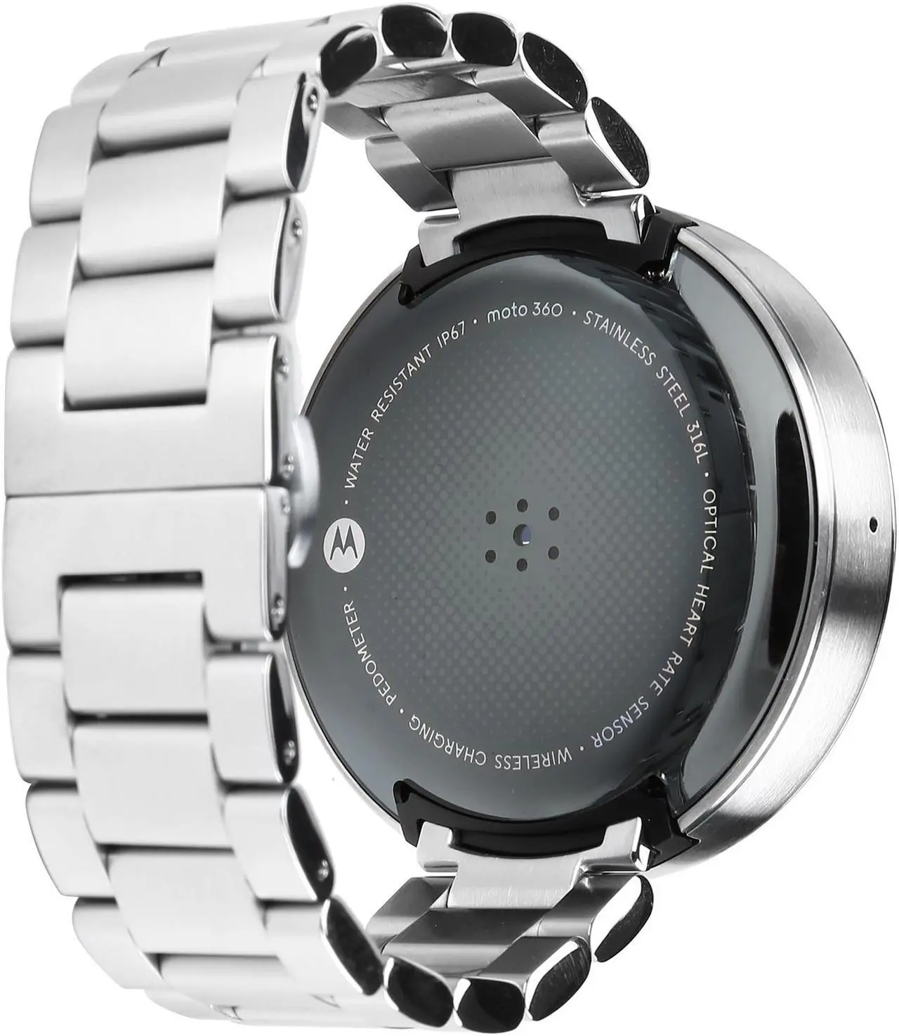 Alt view image 5 of 8 - Motorola Moto 360, Light Finish Case, Light Metal 18mm Band