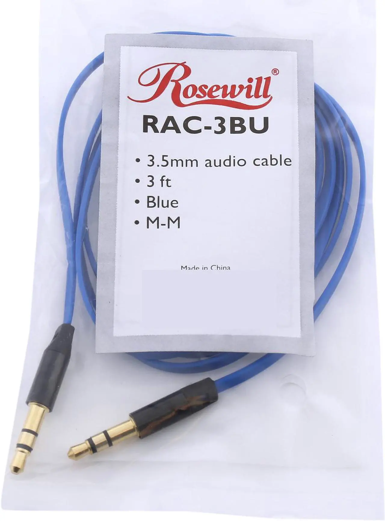 Alt view image 3 of 3 - Rosewill RAC-3BU - 3-Foot 3.5mm Flat Audio Cable, Blue