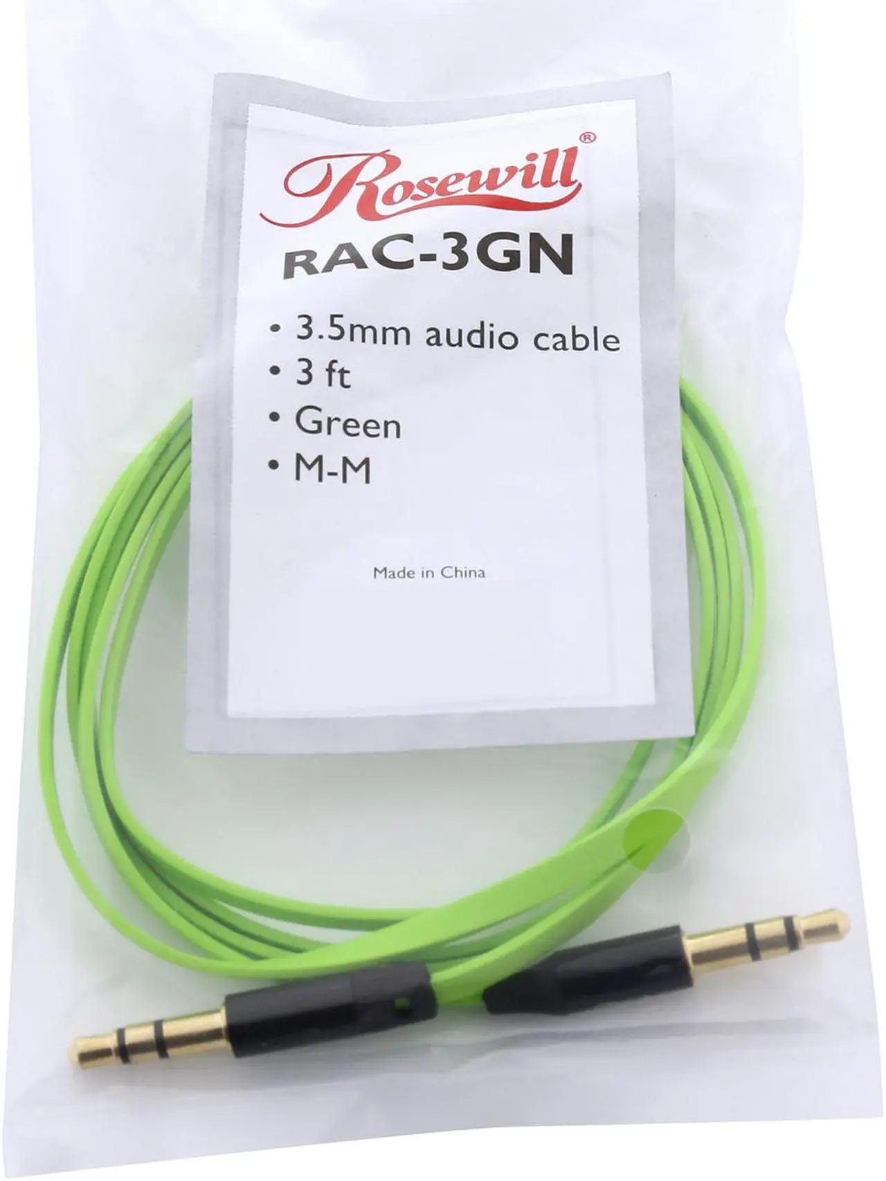 Alt view image 3 of 3 - Rosewill RAC-3GN - 3-Foot 3.5mm Flat Audio Cable, Green