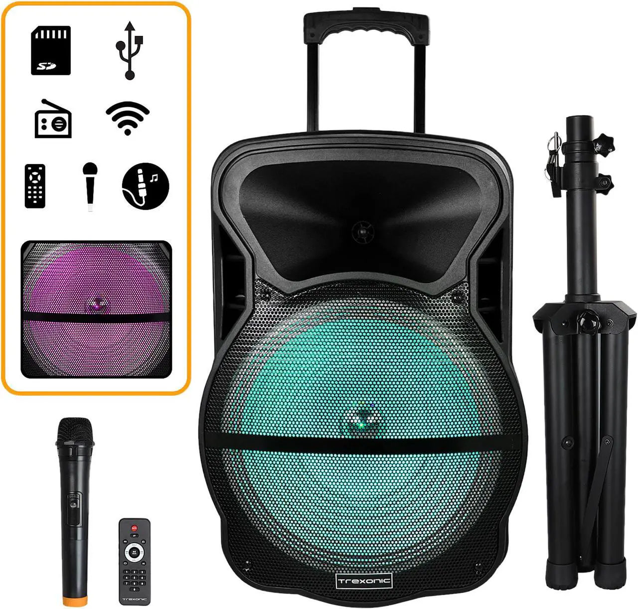 Main image of Trexonic TRX-15D Combination 15 Inch Bluetooth Portable Speaker and Tripod Stand